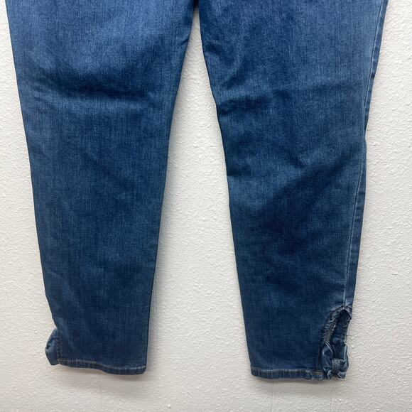 ModCloth Dark Wash Ankle Length High Rise Stretch Jeans Womens Sz XL Bow Accent - Picture 8 of 13